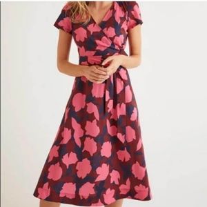 Boden Pink and Blue Floral Midi Dress